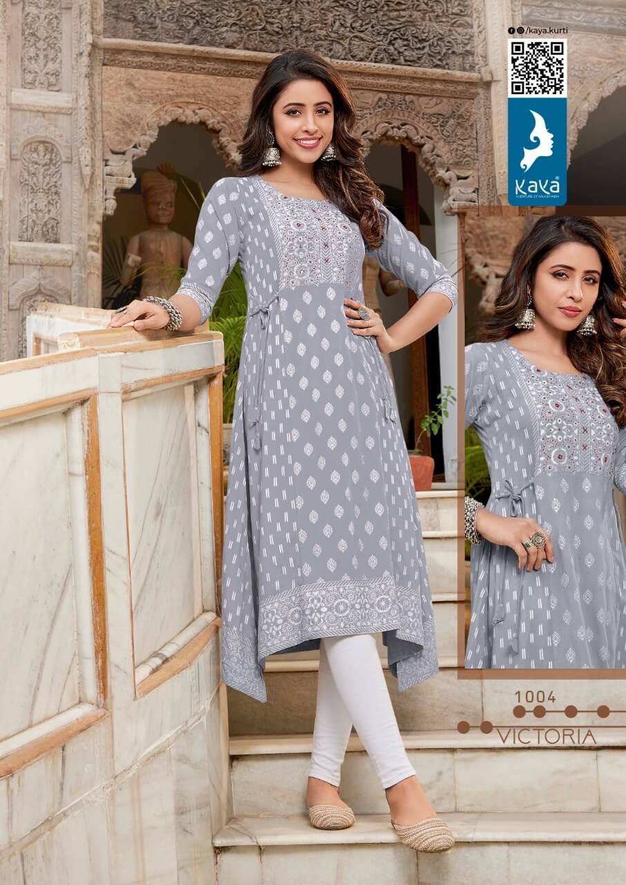 Kaya Victoria Stylish Fancy Ethnic Wear Rayon Printed Designer Kurti Collection